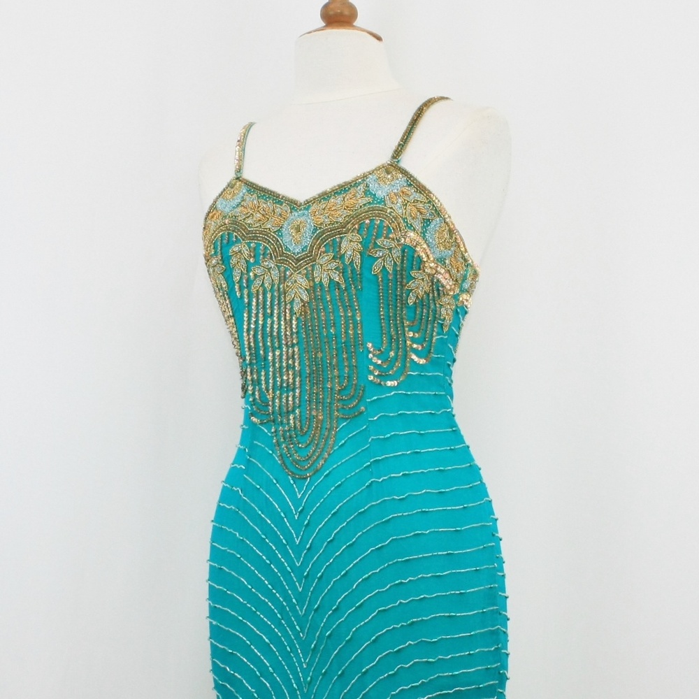 JASDEE Vintage Short Dress Hand Work Beaded On Silk Style 2089M